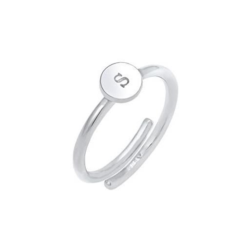 Elli anelli anello da donna in argento sterling 925 lettera s basic regolabile