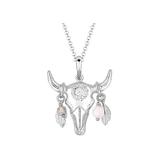 Elli donna 925 argento rotonda rosa quarzo labradorite