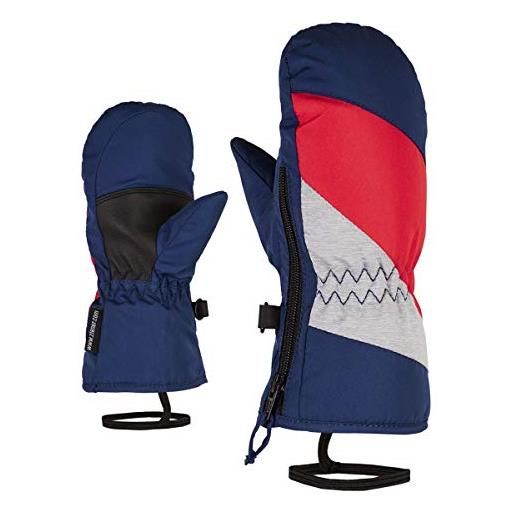 Ziener lesporti - guanti da sci, unisex, per bambini, unisex - bambini, 801961, blu navy, rosso (fiesta red), 86 cm
