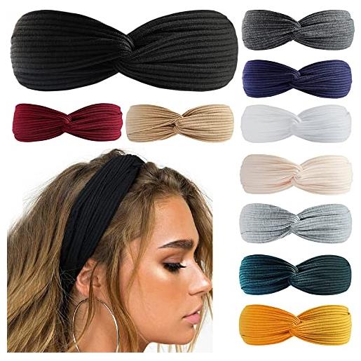 MIQIQAO wide headband per le donne annodato hairband, tessuto hairband, cross knot headband hair hoops twist headbands accessori per i capelli per le ragazze (c10zhai)