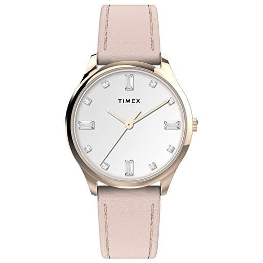 Timex main street, orologio da donna con cinturino in pelle, 32 mm, tw2v76600