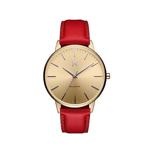 MVMT orologio analogico al quarzo da donna collezione boulevard con cinturino in pelle o in acciaio inossidabile oro (gold)