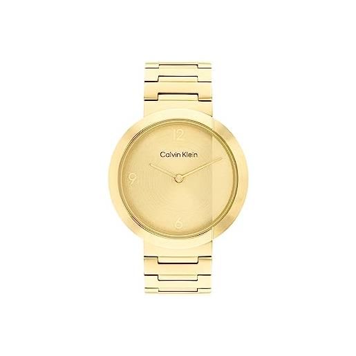 Calvin Klein orologio analogico al quarzo unisex con cinturino in acciaio inossidabile dorato - 25200290