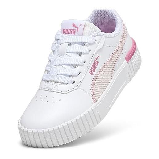 PUMA carina 2.0 corduroy ps, scarpe da ginnastica bambine e ragazze, white frosty pink strawberry burst, 31 eu