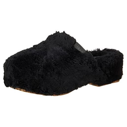UGG zoccolo di zucchero fuzz, pantofole donna, nero, 43 eu