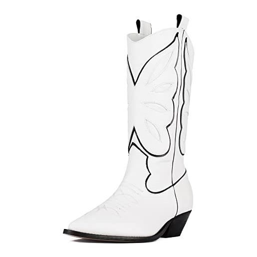 L37 HANDMADE SHOES don't stop me now, western boot donna, bianco, 39 eu