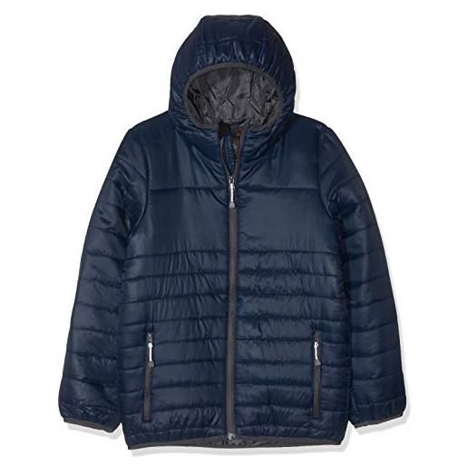 Regatta giacca bimbo trapuntata con cappuccio stormforce idrorepellente e comprimibile, baffled/quilted jackets unisex bambini, blu (navy), 5-6
