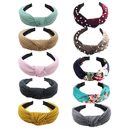 MIQIQAO wide headband per le donne annodato hairband, tessuto hairband, cross knot headband hair hoops twist headbands accessori per i capelli per le ragazze (c10zhengzhi)