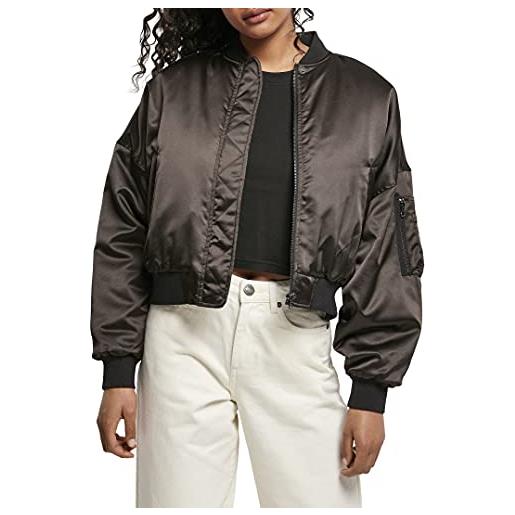 Urban Classics bomber corto da donna in raso, oversize giacca, nero, s