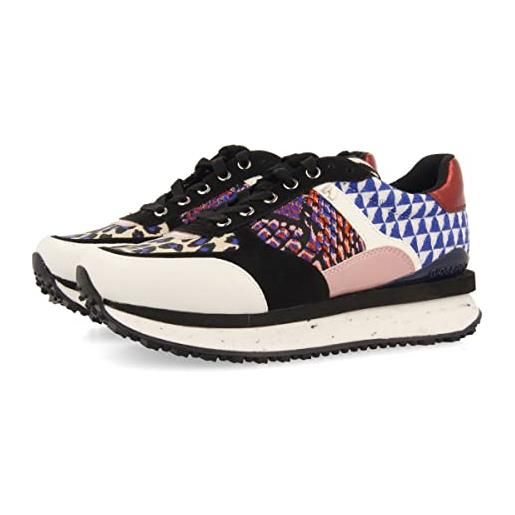 GIOSEPPO sneakers multicolor da donna mompach con diversi tipi di disegno e parti bianche, nere e motivi rossi, azzurri e rosa