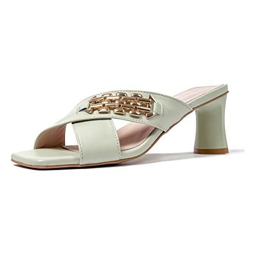 L37 HANDMADE SHOES give me strength, sandali con tacco donna, bianco, 39 eu