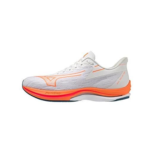 Mizuno wave rebellion sonic, scarpe per jogging su strada, uomo, white/light orange/blue ashes, 40 eu