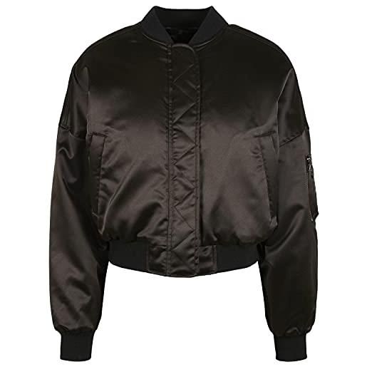 Urban Classics tb4542-ladies short oversized satin bomber jacket giacca, nero, s donna