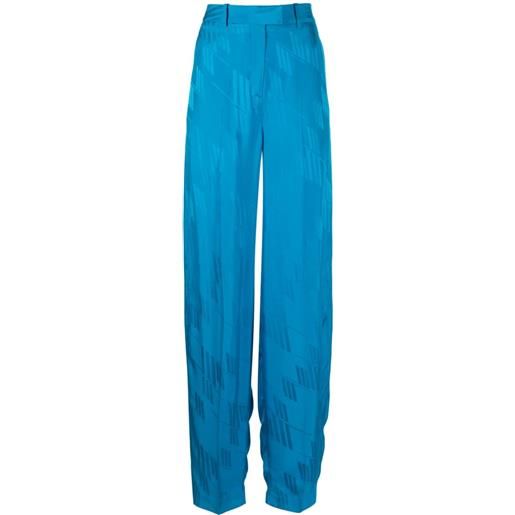 The Attico pantaloni jagger a gamba ampia con monogramma - blu