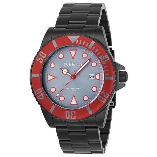 Invicta pro diver - orologio da uomo in acciaio inossidabile con movimento al quarzo - 44 mm, nero/rosso