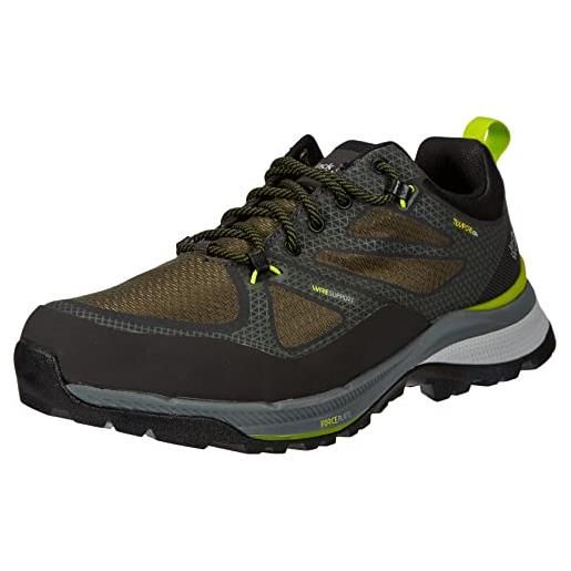 Jack Wolfskin force striker texapore low m, scarpe da passeggio uomo, verde lime scuro, 42 eu