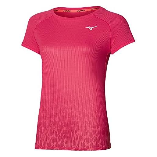 Mizuno aero ss - maglietta da donna, donna, t-shirt, j2ga1707, rosso rosato, xs