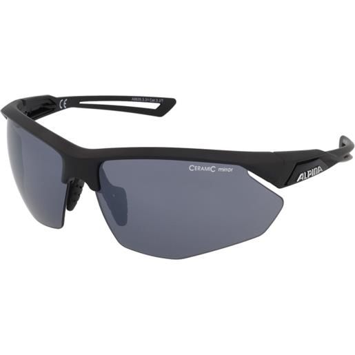 Alpina nylos hr black matt/cm black | occhiali da sole sportivi | unisex | plastica | rettangolari | nero | adrialenti