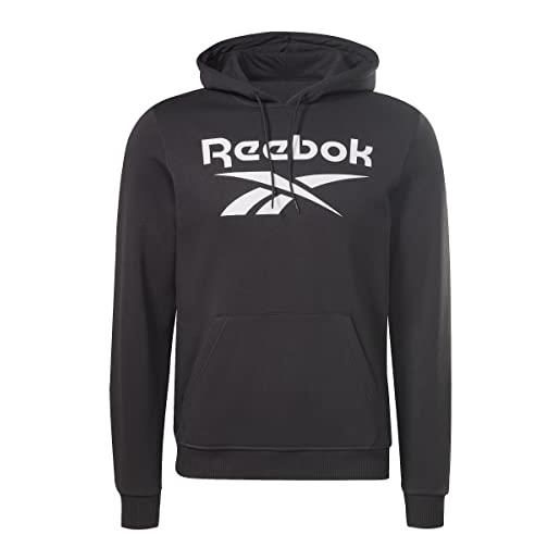 Reebok grande logo impilato maglia di tuta, nero, s uomo