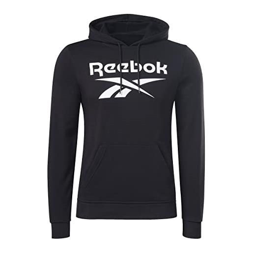Reebok manica lunga con logo grande maglia di tuta, nero, xl uomo