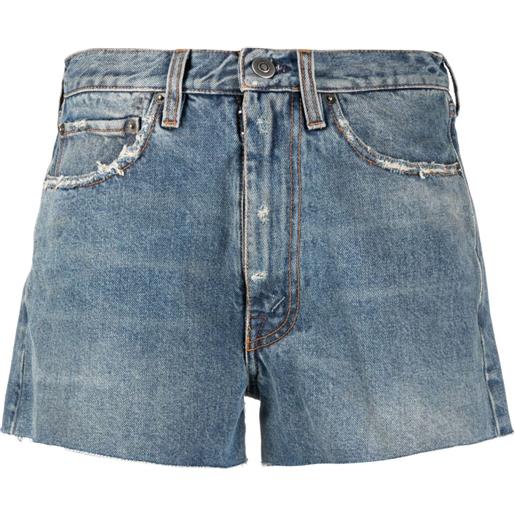 Maison Margiela shorts denim con effetto vissuto - blu