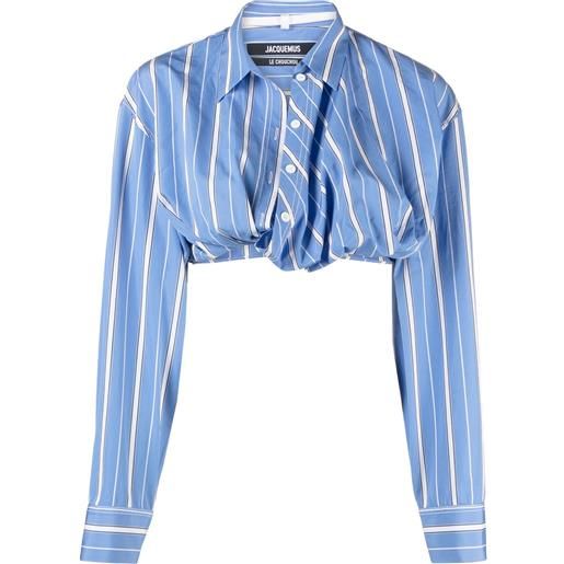 Jacquemus camicia crop la chemise bahia courte - blu