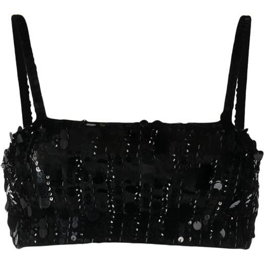 P.A.R.O.S.H. canotta con paillettes crop - nero