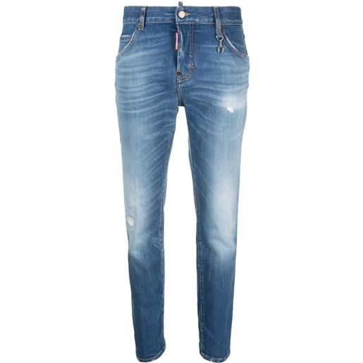 Dsquared2 jeans affusolati con placca logo - blu
