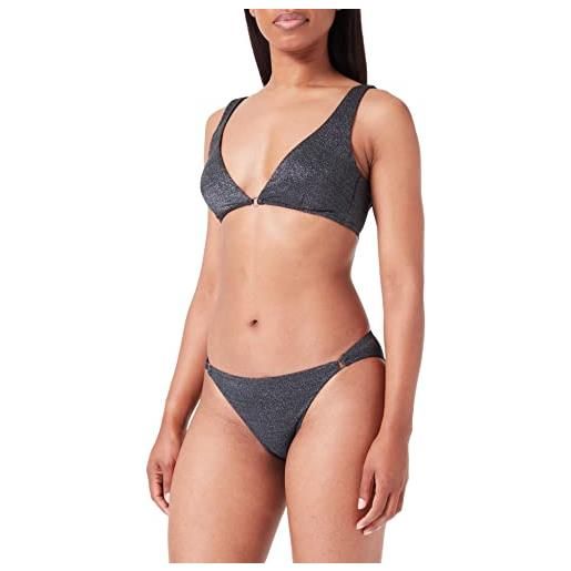 Emporio Armani bikini da donna in lurex testurizzato yarn a triangolo e lettera set, nero, m