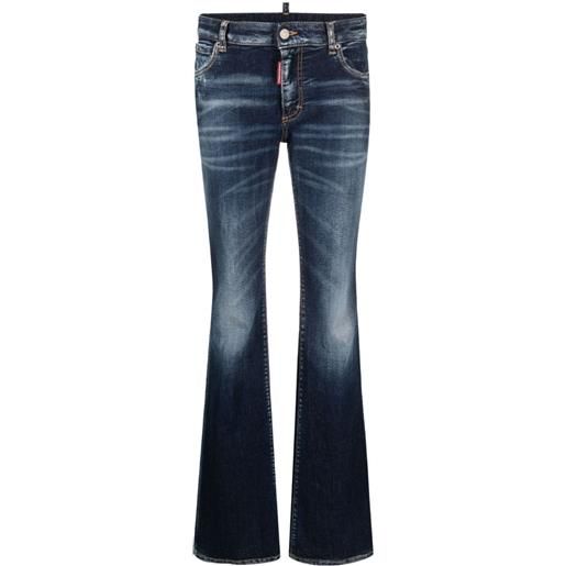 Dsquared2 jeans svasati con effetto vissuto - blu