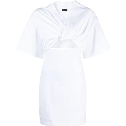 Jacquemus abito la robe t-shirt bahia corto con cut-out - bianco