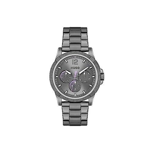 HUGO orologio analogico multifunzione al quarzo da donna con cinturino in acciaio inossidabile grigio - 1540135