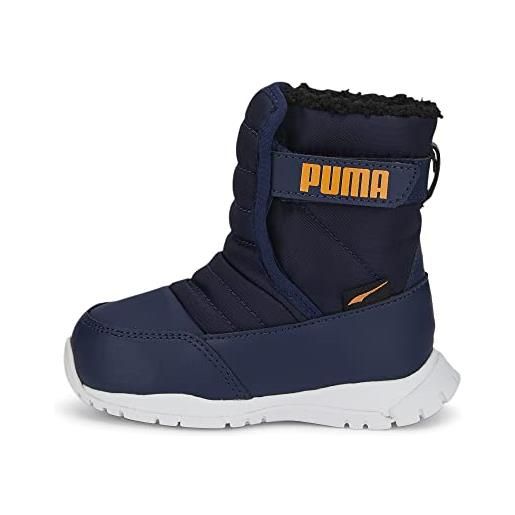 PUMA nieve boot wtr ac inf, scarpe da ginnastica unisex-bambini, peacoat-vibrant orange, 20 eu