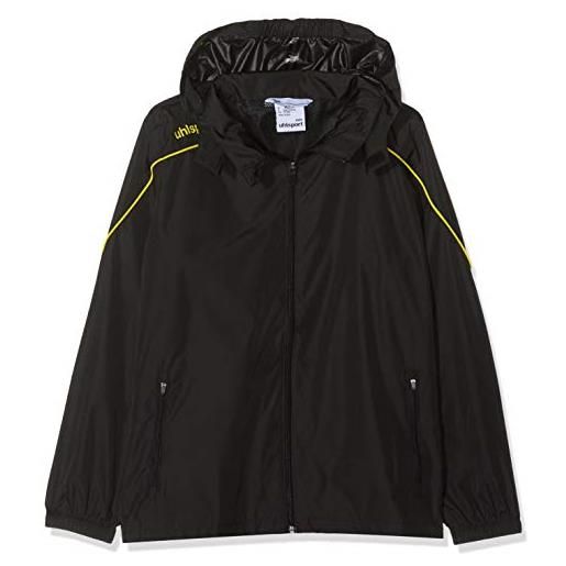 uhlsport stream 22 - giacca impermeabile da bambino, bambini, giacca, 100519523, nero/giallo limone, 152