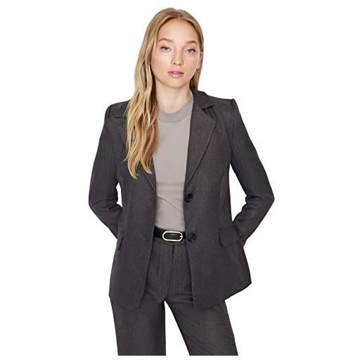 Trendyol blazer regolare con colletto a risvolto cappotto, grigio, 38 eu donna