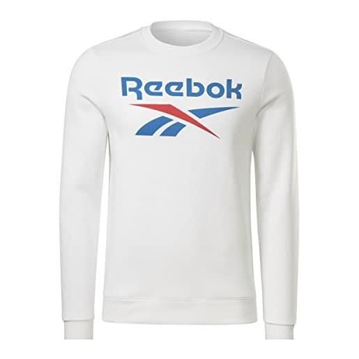 Reebok logo grande impilato crew maglia di tuta, grigio erica, xl uomo
