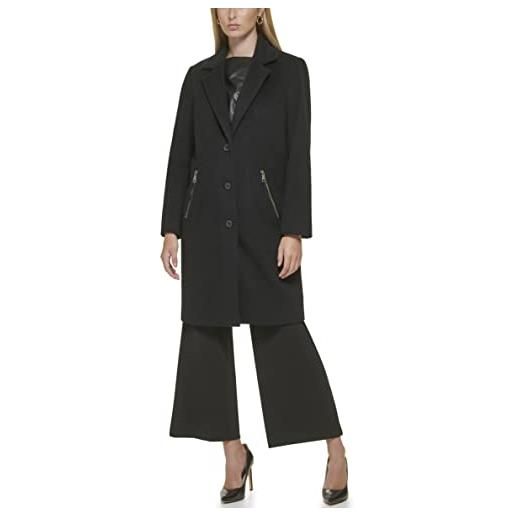 DKNY outerwear women's, button coat, pocket with zip cappotti, nero, m donna