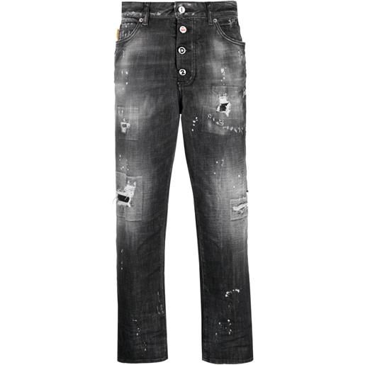 Dsquared2 jeans affusolati con effetto vissuto - nero