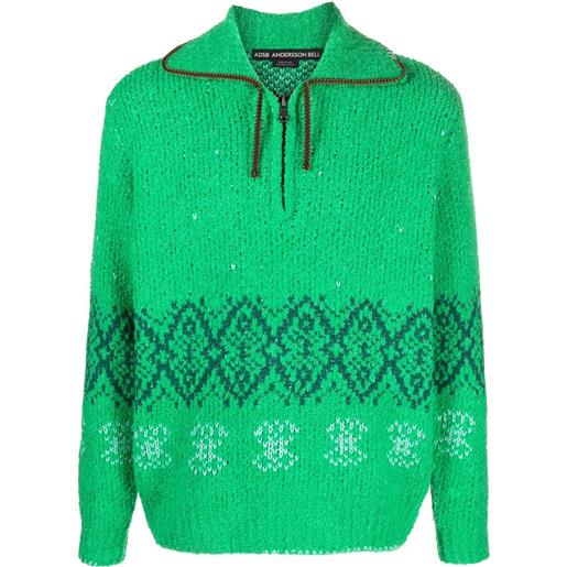 Andersson Bell maglione tetlin con mezza zip - verde