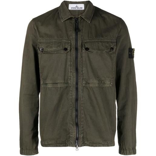 Stone Island giacca-camicia con applicazione compass - verde