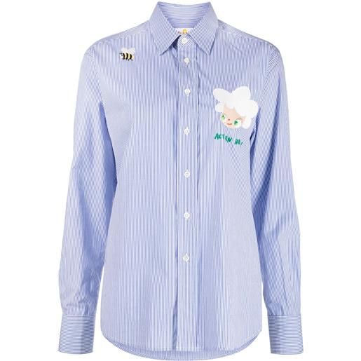 Mira Mikati camicia a righe con ricamo - blu