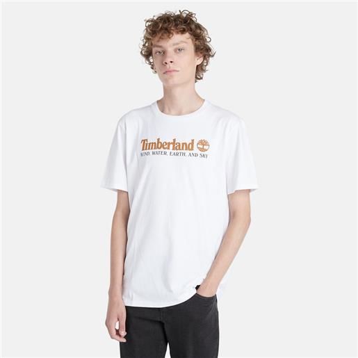 Timberland t-shirt wind, water, earth and sky da uomo in bianco bianco