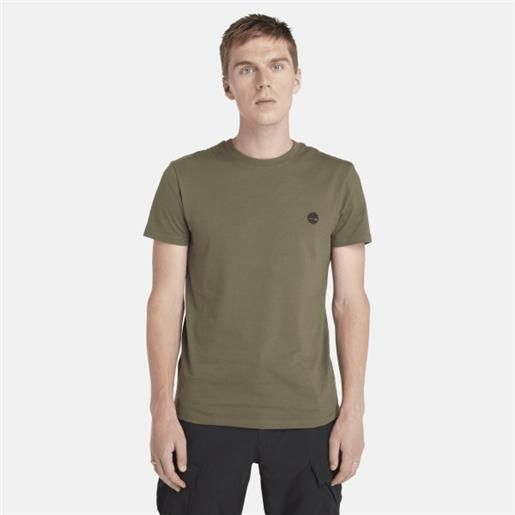 Timberland t-shirt slim-fit dunstan river da uomo in verde scuro verde