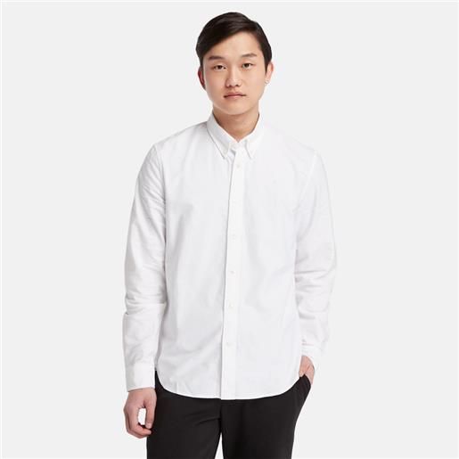 Timberland camicia oxford a maniche lunghe da uomo in bianco bianco