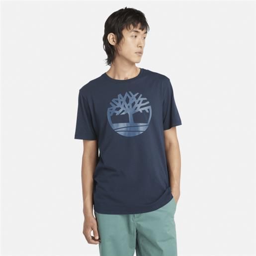 Timberland t-shirt con logo ad albero kennebec river da uomo in blu chiaro blu