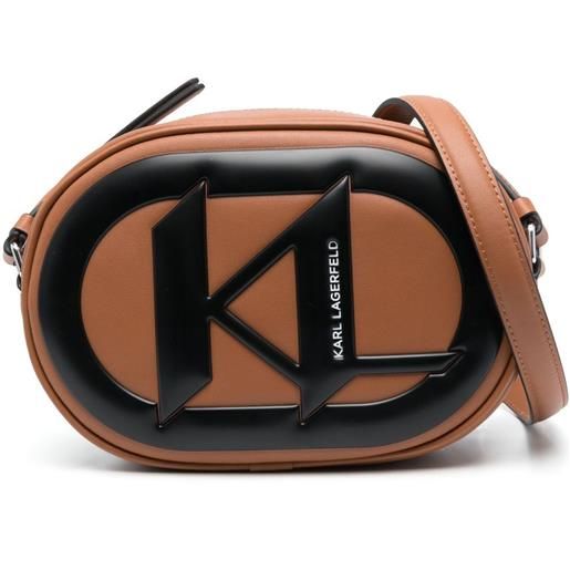 Karl Lagerfeld borsa a tracolla con logo goffrato - marrone