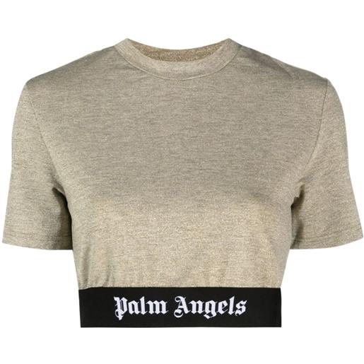Palm Angels t-shirt crop con banda logo - oro