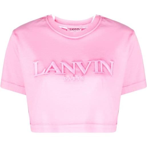 Lanvin t-shirt crop con ricamo - rosa