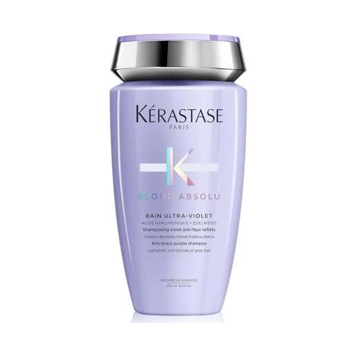 KERASTASE kérastase, blond absolu, shampoo neutralizzante anti-riflessi, per capelli biondi tinti & decolorati, con acido ialuronico, bain ultra-violet, 250 ml