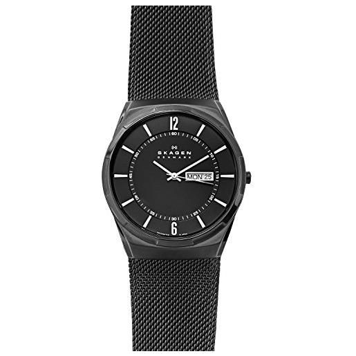 Skagen orologio melbye titanium da uomo, movimento a tre lancette con data, cassa in titanio da 40 mm con bracciale in acciaio inossidabile, skw6006